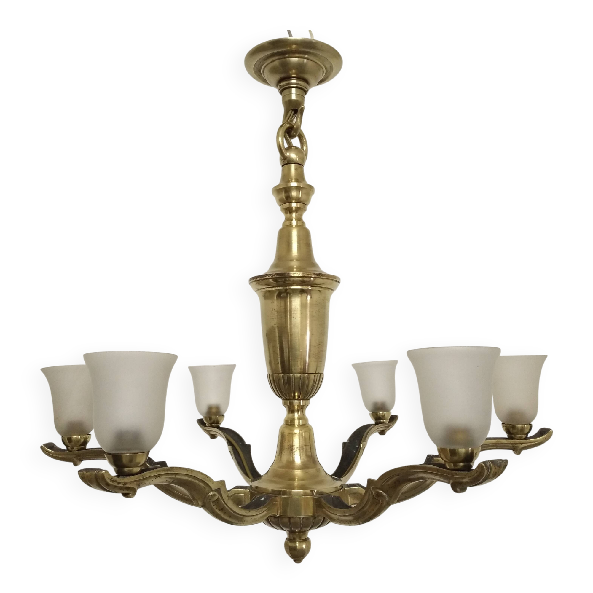 Art Deco bronze chandelier circa 1930
