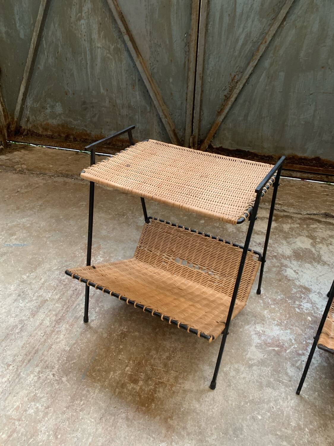 Pair of Raoul Guys Wicker Magazine Racks Circa 195