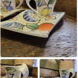 Paire de tasses et sous tasses Villeroy et Boch, nouvelle vague jungle