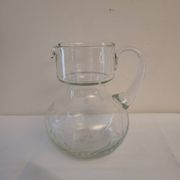Engraved glass jug with floral decoration – 75 cl – mid 20th century