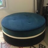 Leo pouf - 100 x 43 h - blue black - velvet - maison sarah lavoine