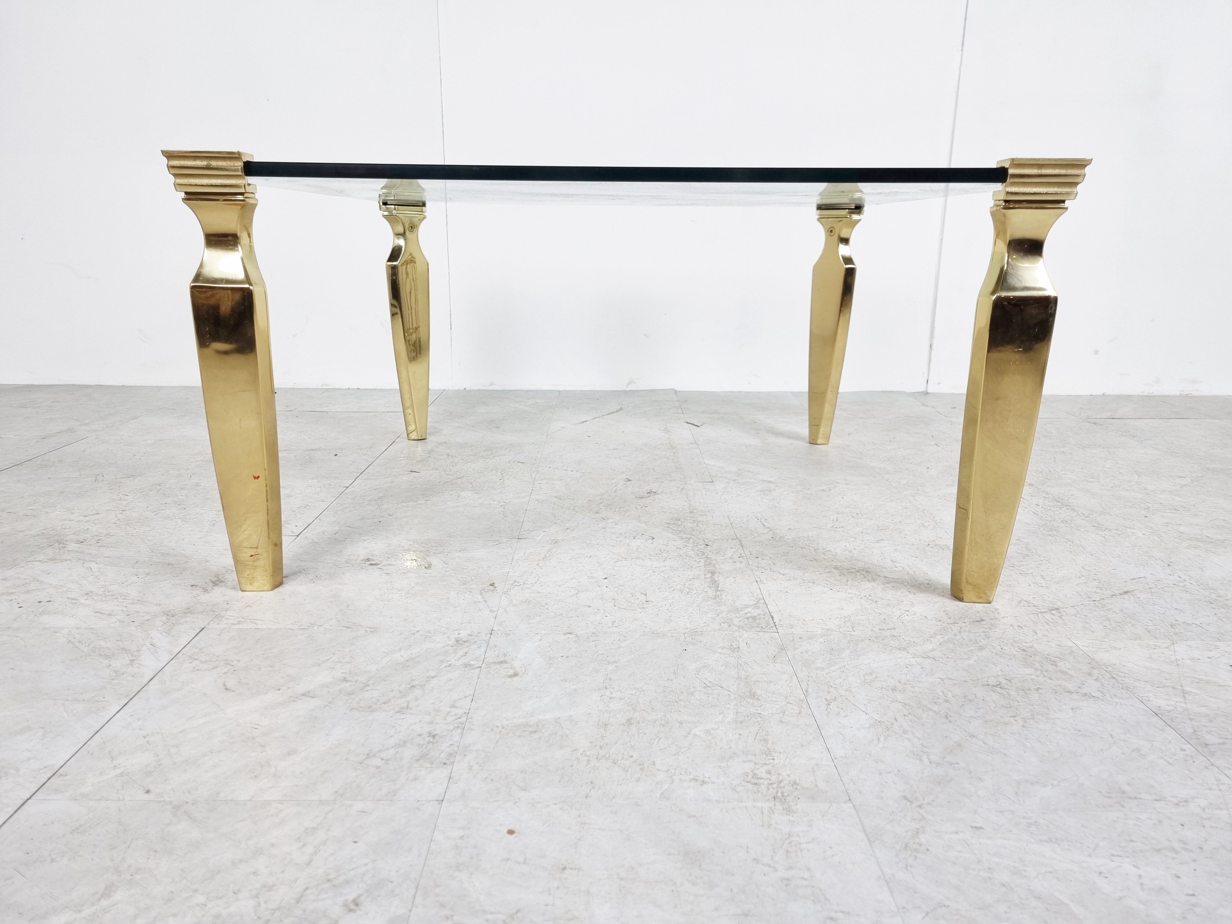 Brass and glass coffee table, 1970s