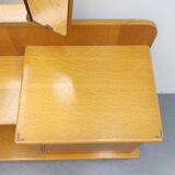 Vintage kaptafel met drieluik spiegel eiken