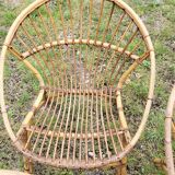 4 "shell" rattan armchairs 1960's