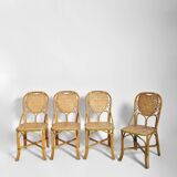 Ensemble de 4 chaises en rotin, années 1970.