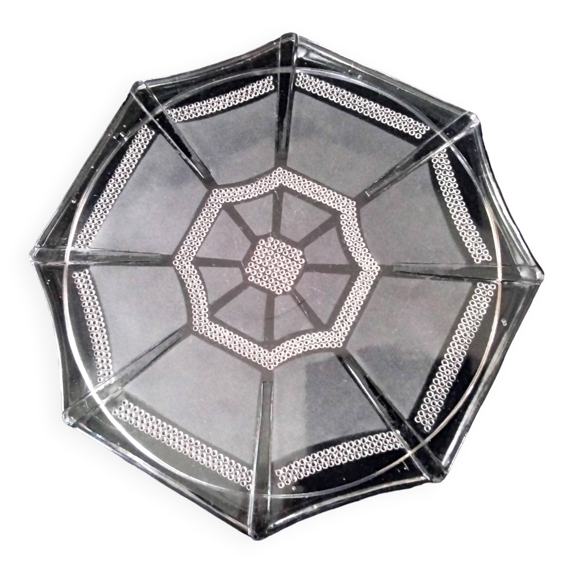 Art deco style molded pressed glass trivet