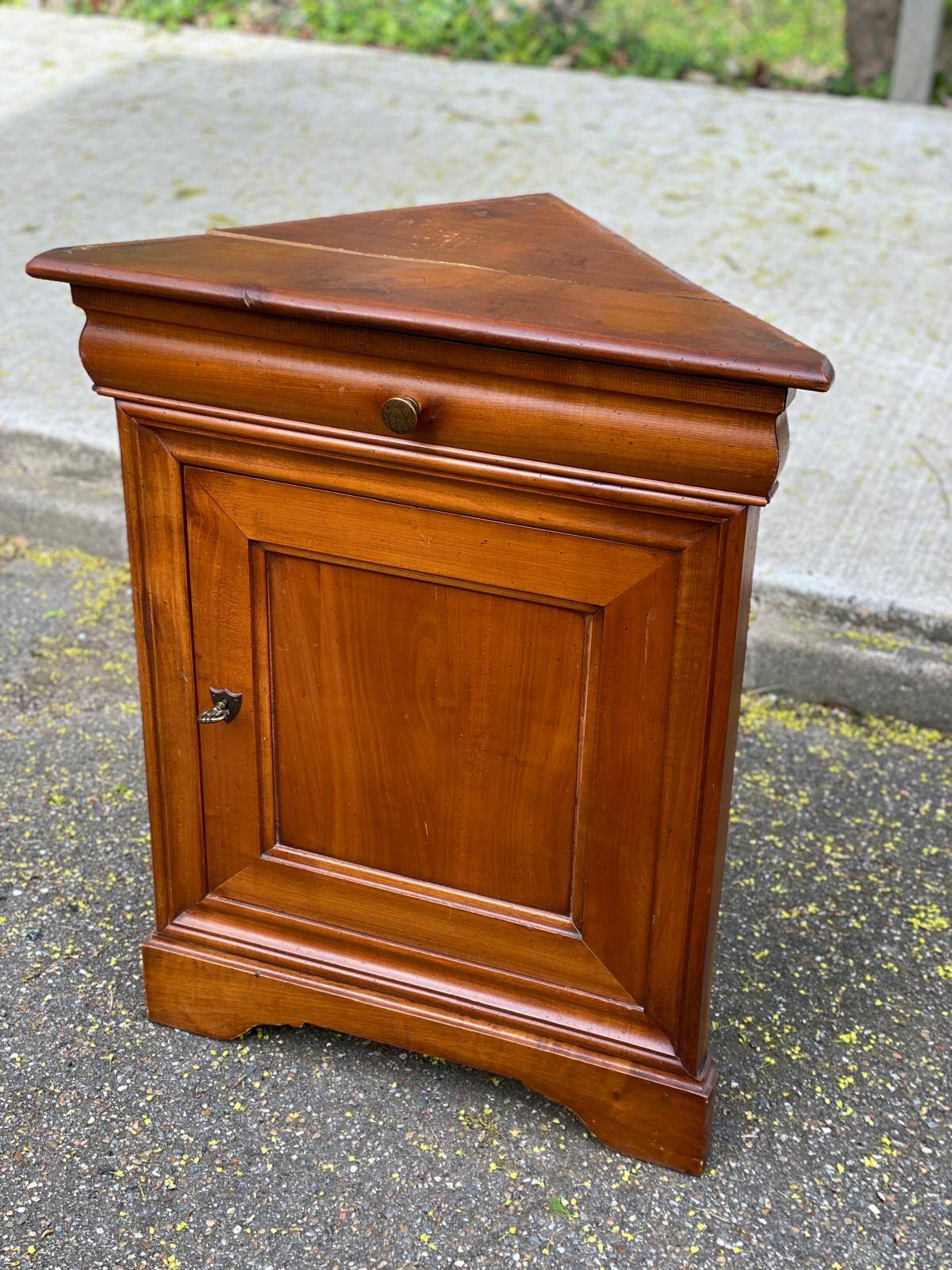 19th-century solid wood corner shelf unit