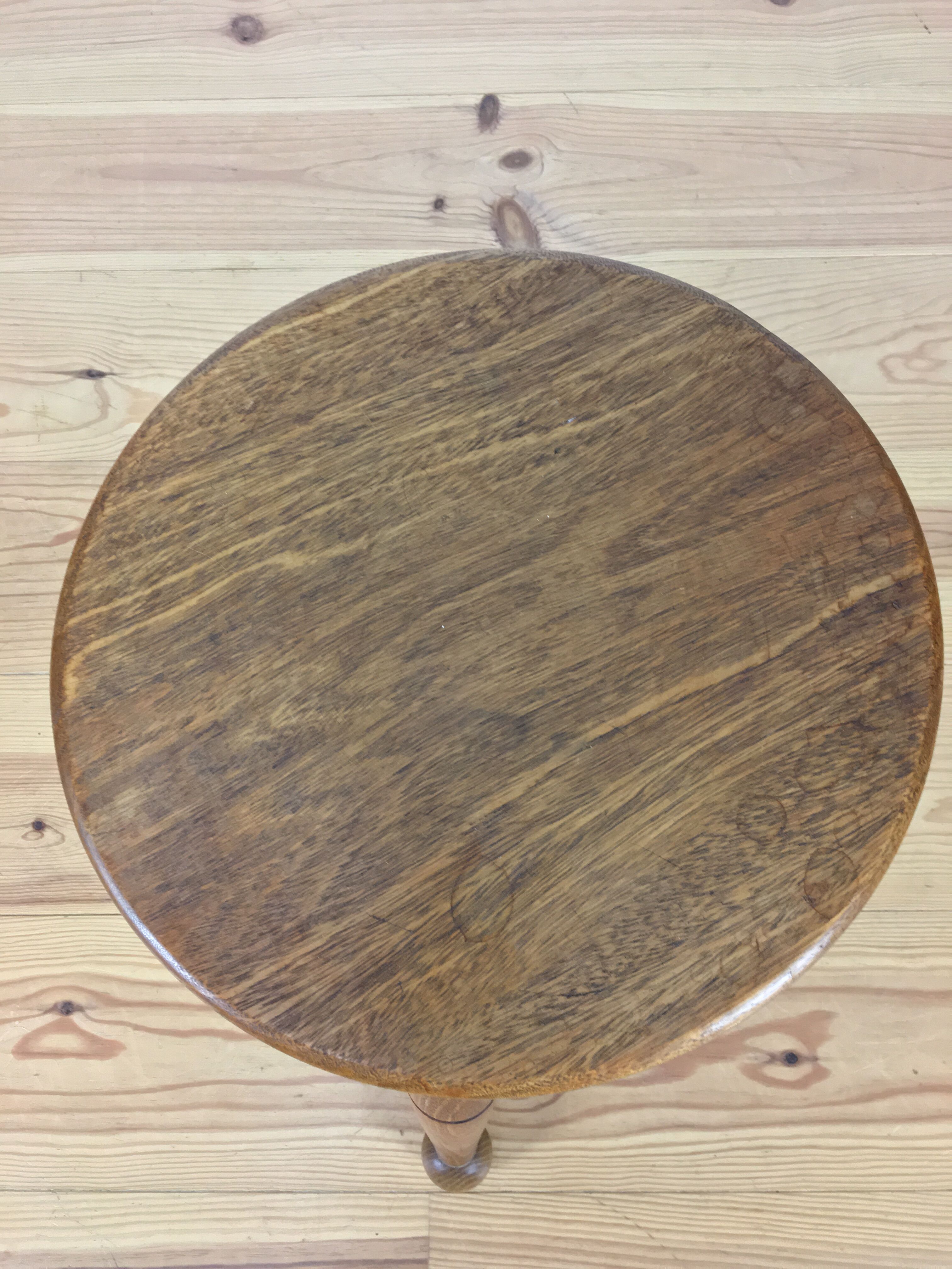 Art deco solid oak tripod stool