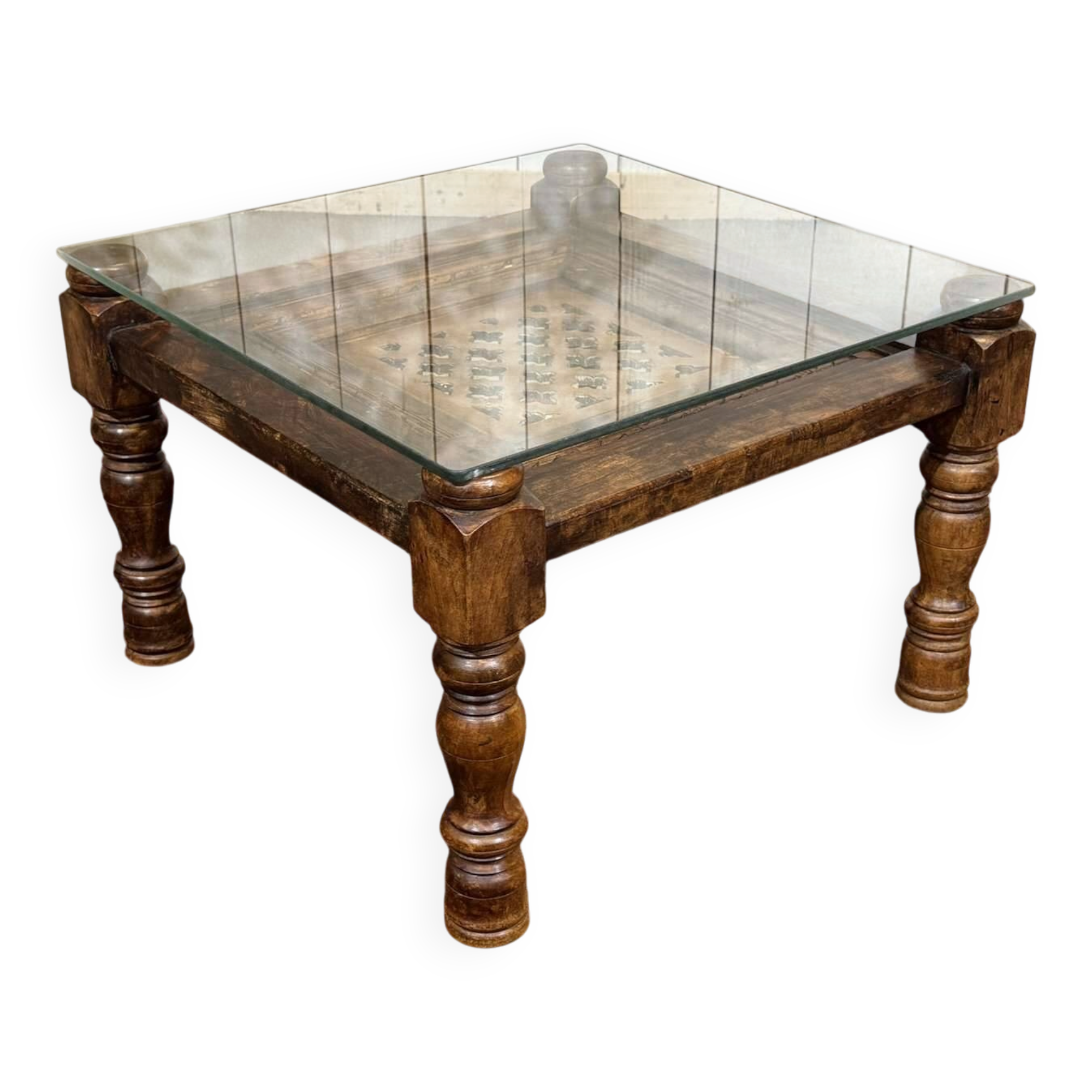 Indian teak gueridon from the 1970s.