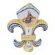 Fleur-de-lis shaped vase, glazed ceramic, Brittany, Quimper, Breton ermines, character