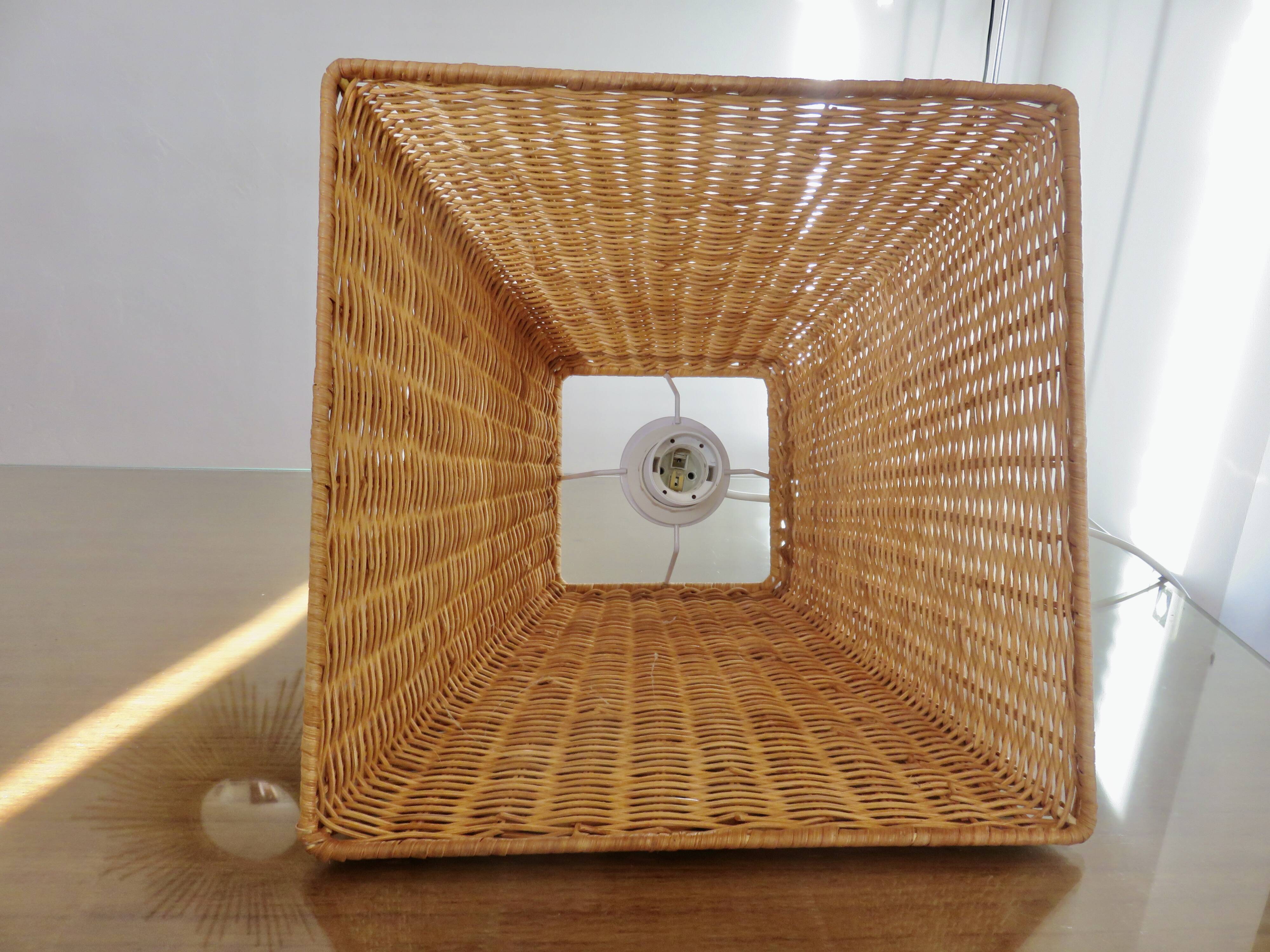 Large 1970s rattan pendant light