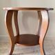 Vintage round oak coffee table with 2 shelves