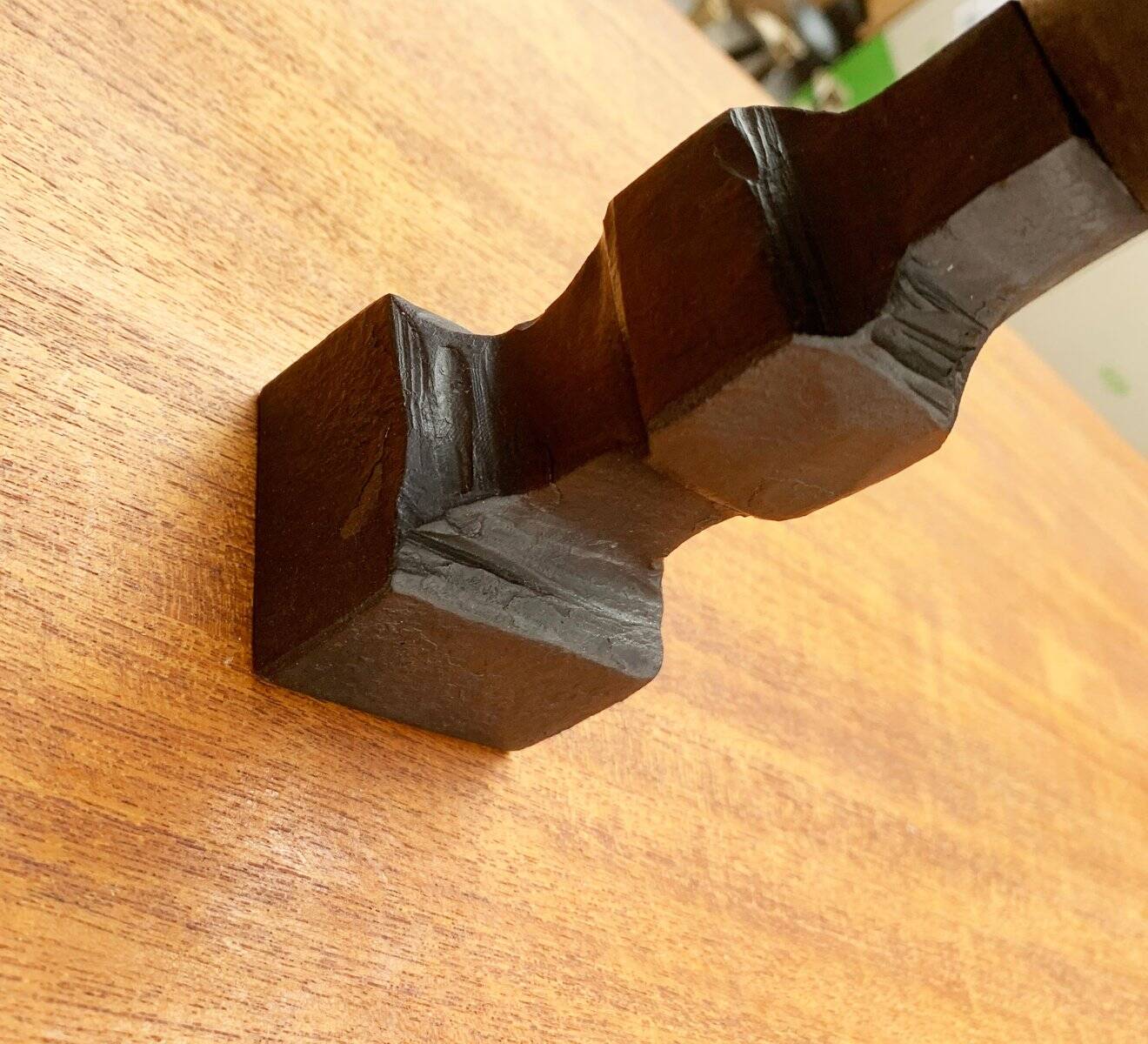 Brutalist wrought iron candlestick from the mid-century.