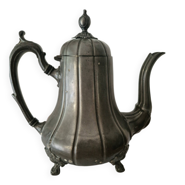 Théière ancienne en étain – Sheffield – style victorien – XIXe