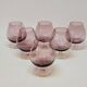 6 Antique Plum-Colored Crystal Cognac Glasses