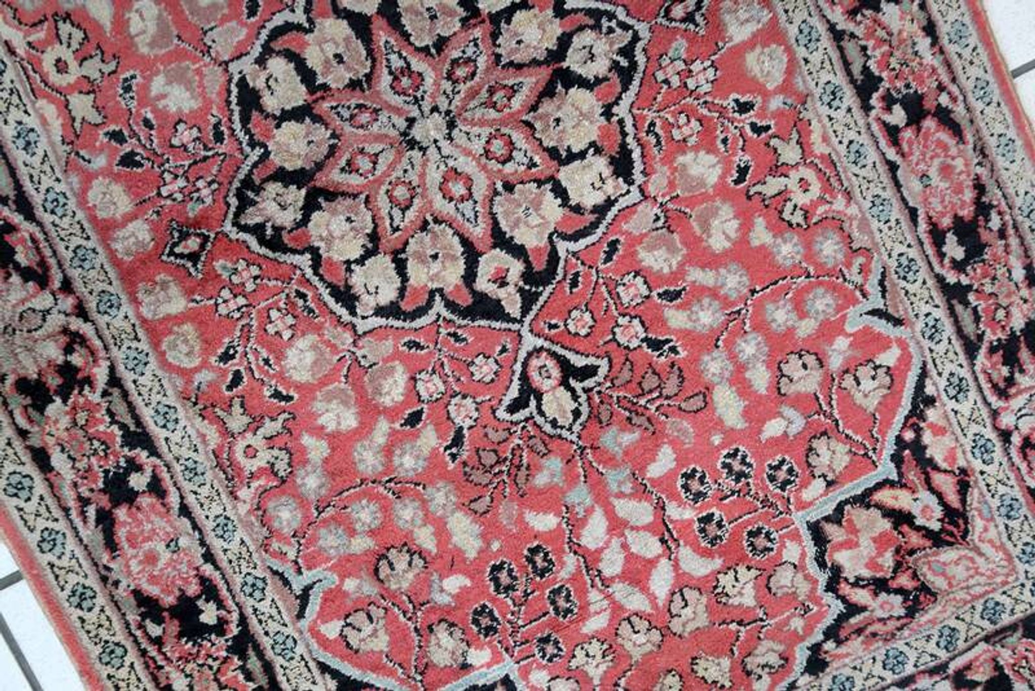 Tapis Tabriz Vintage Fait Main en Laine du Cachemire – 78 x 129 cm