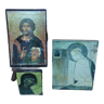 Set of 3 paintings reproduction of religious icons on wood