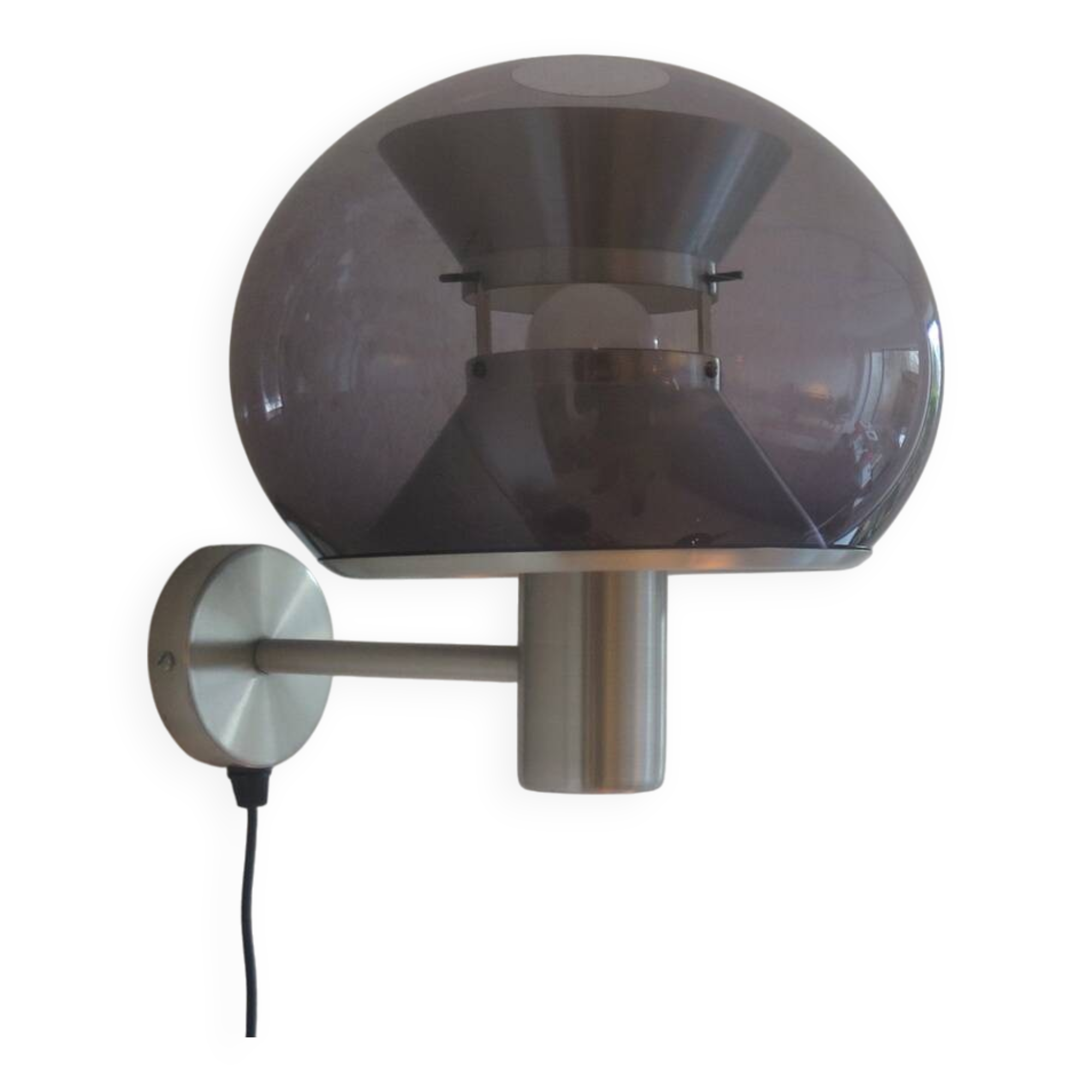 Aluminum and plexiglass wall light, 1970s