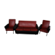 3-seater sofa and 2 rockabilly chairs in red and black skai