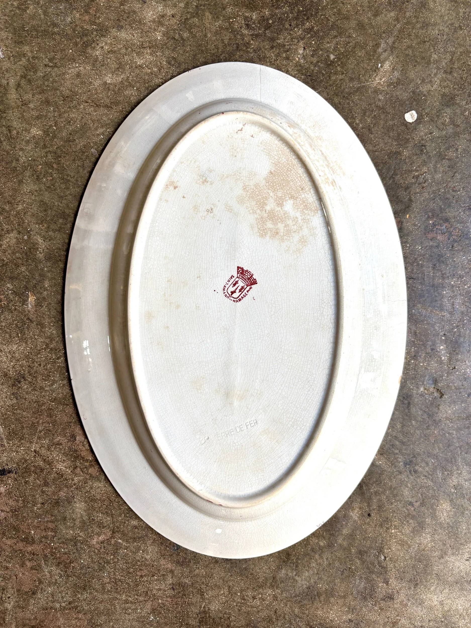 St Amand & Hamage oval dish in pink ironstone