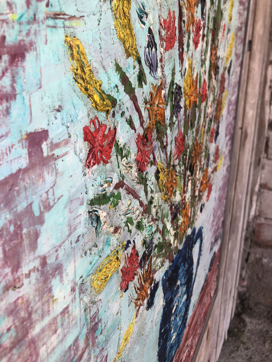 Oil painting on canvas d cherou vase of flowers