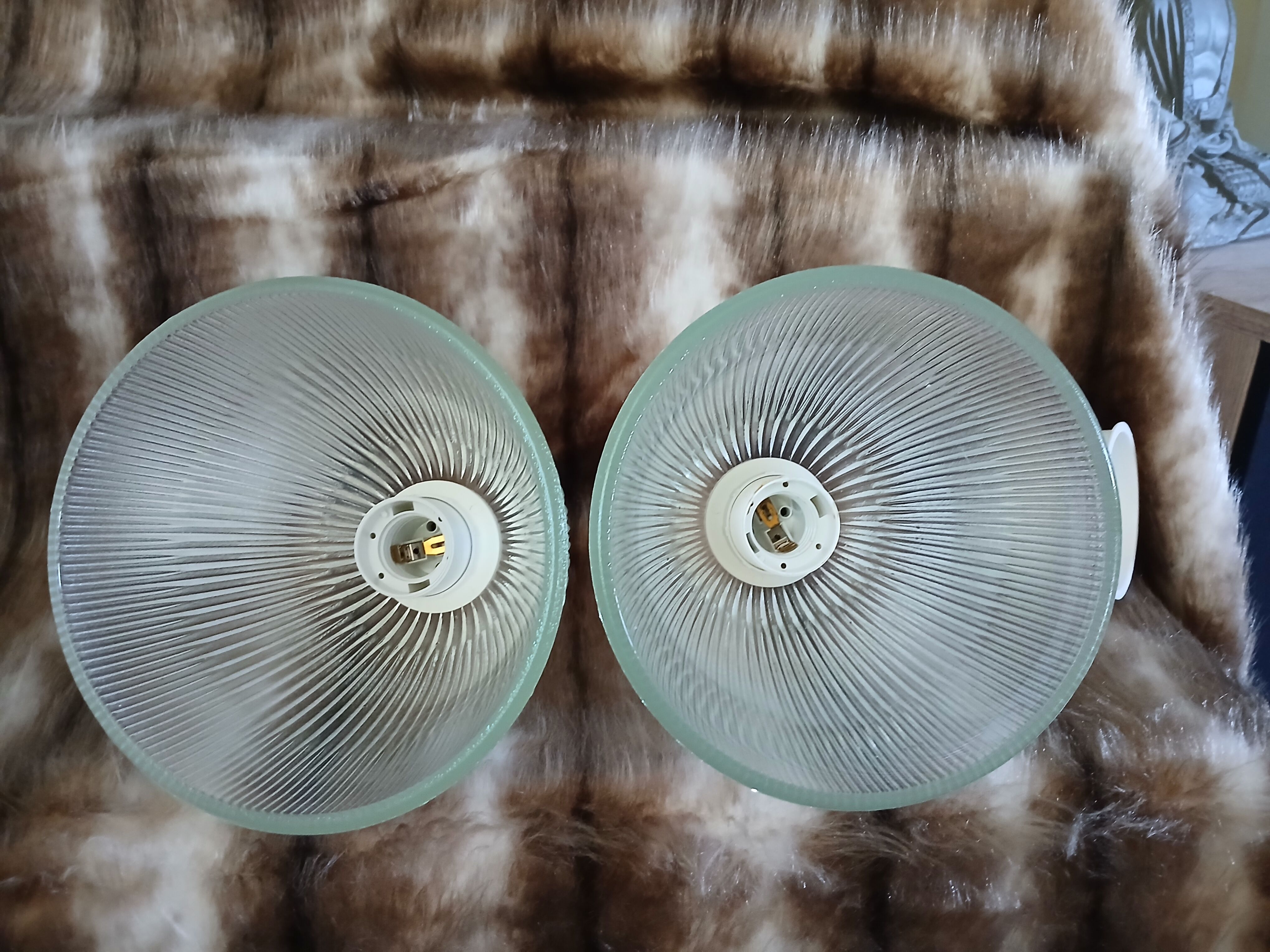 2 antique glass pendants