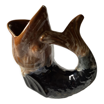 Ceramic jug pitcher in the shape of a fish dimension: height -21cm- width -17cm-