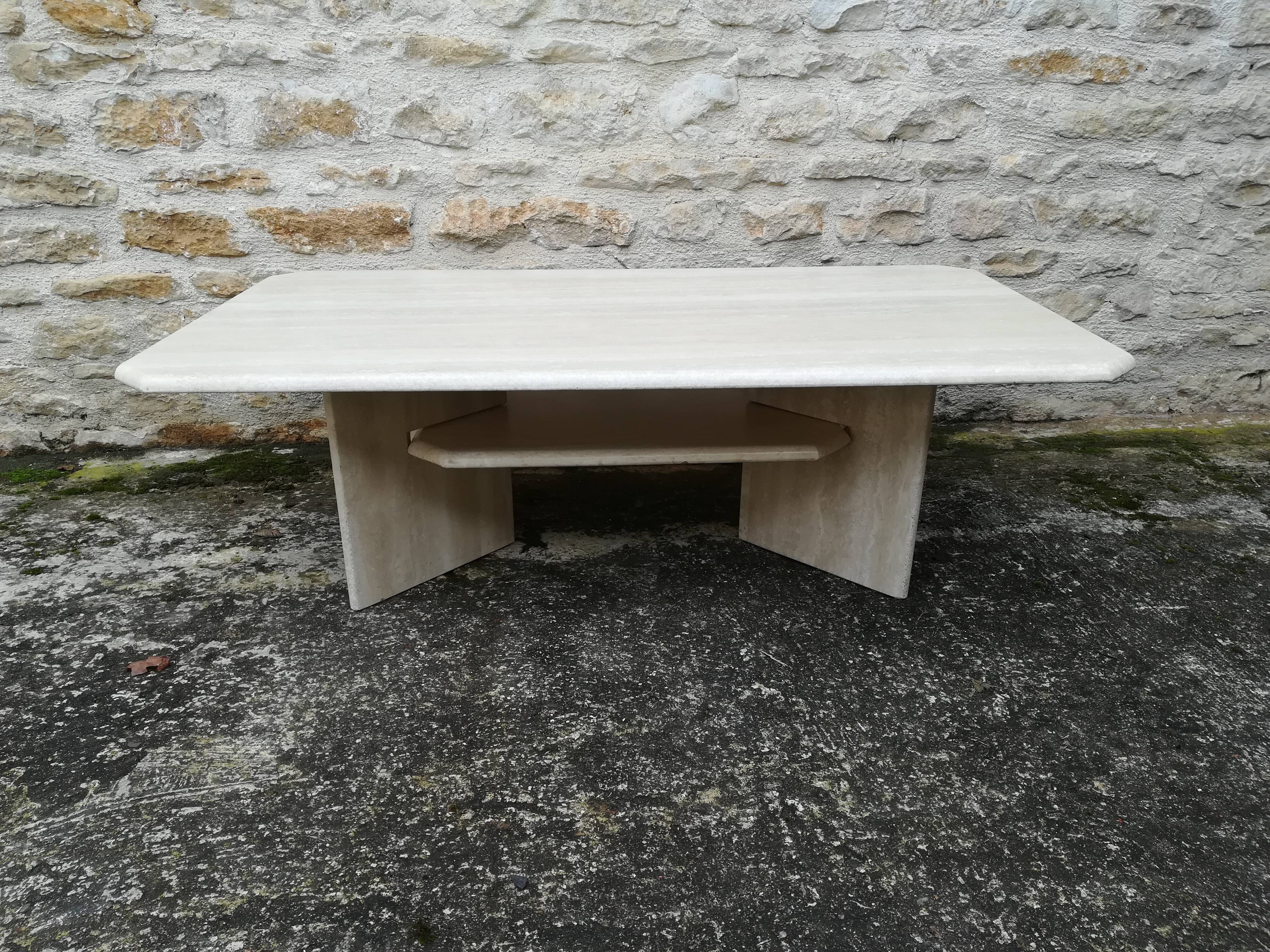 Travertine coffee table