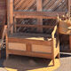 Antique oak solid wood bank with caning.