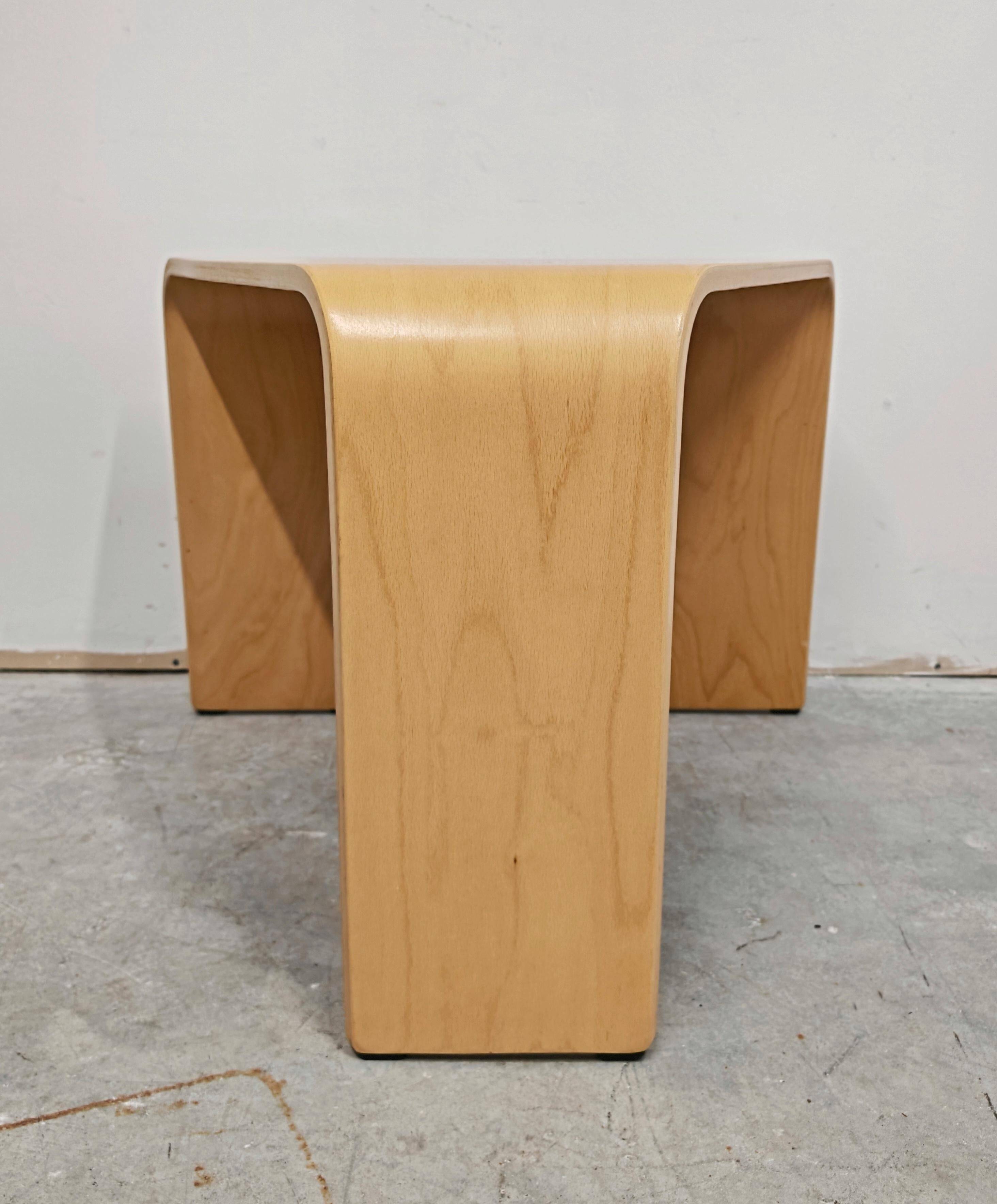 Postmodern side table made of beech plywood by Ekornes Stressless from the 1980s.