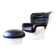 Joe Colombo Elda Chair + Ottoman in Black Leather and White Fiberglass Shell