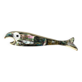 Fish bottle opener, abalone shell & alpaca, Mexico, 1980