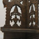 Ancienne étagère à poser angle pliable en bois sculpté 1900