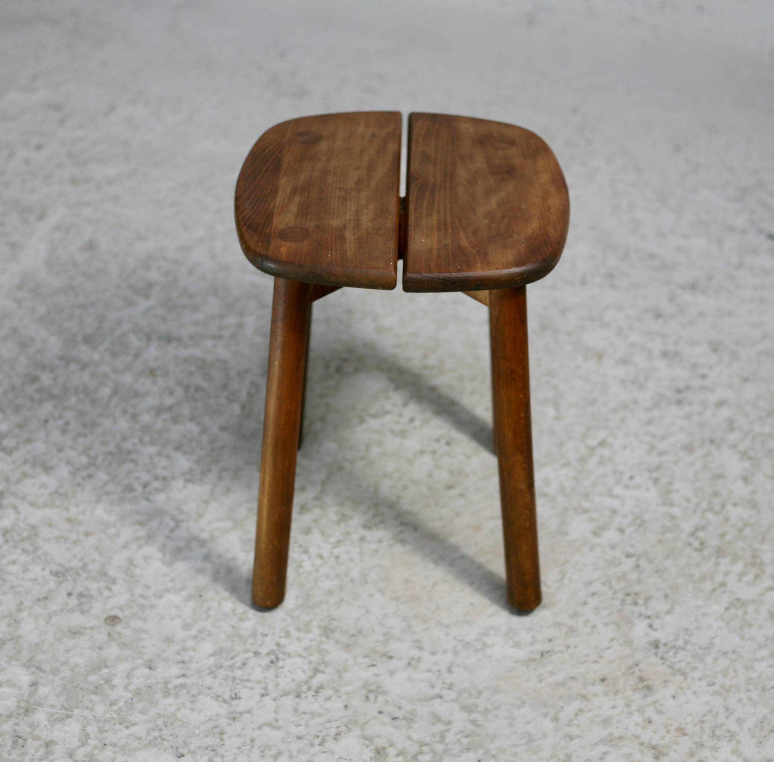 Pierre Gautier Delaye attribution. wooden stool, France, circa 1960