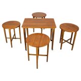 Table pliante et tabourets restaurés du milieu du siècle par Poul Hundevad, Danemark, années 1960