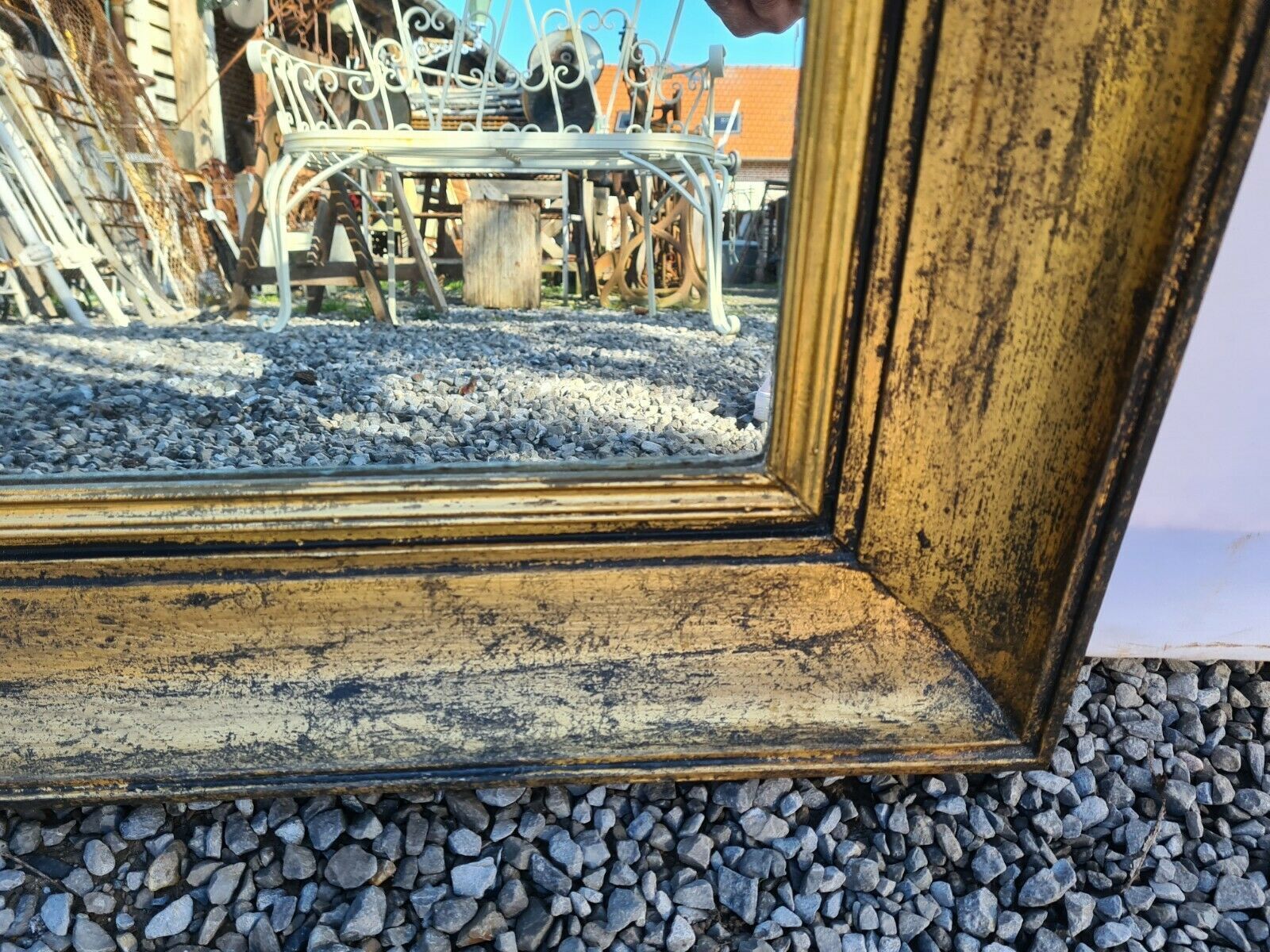 Gilded wooden trumeau mirror - 116x75cm