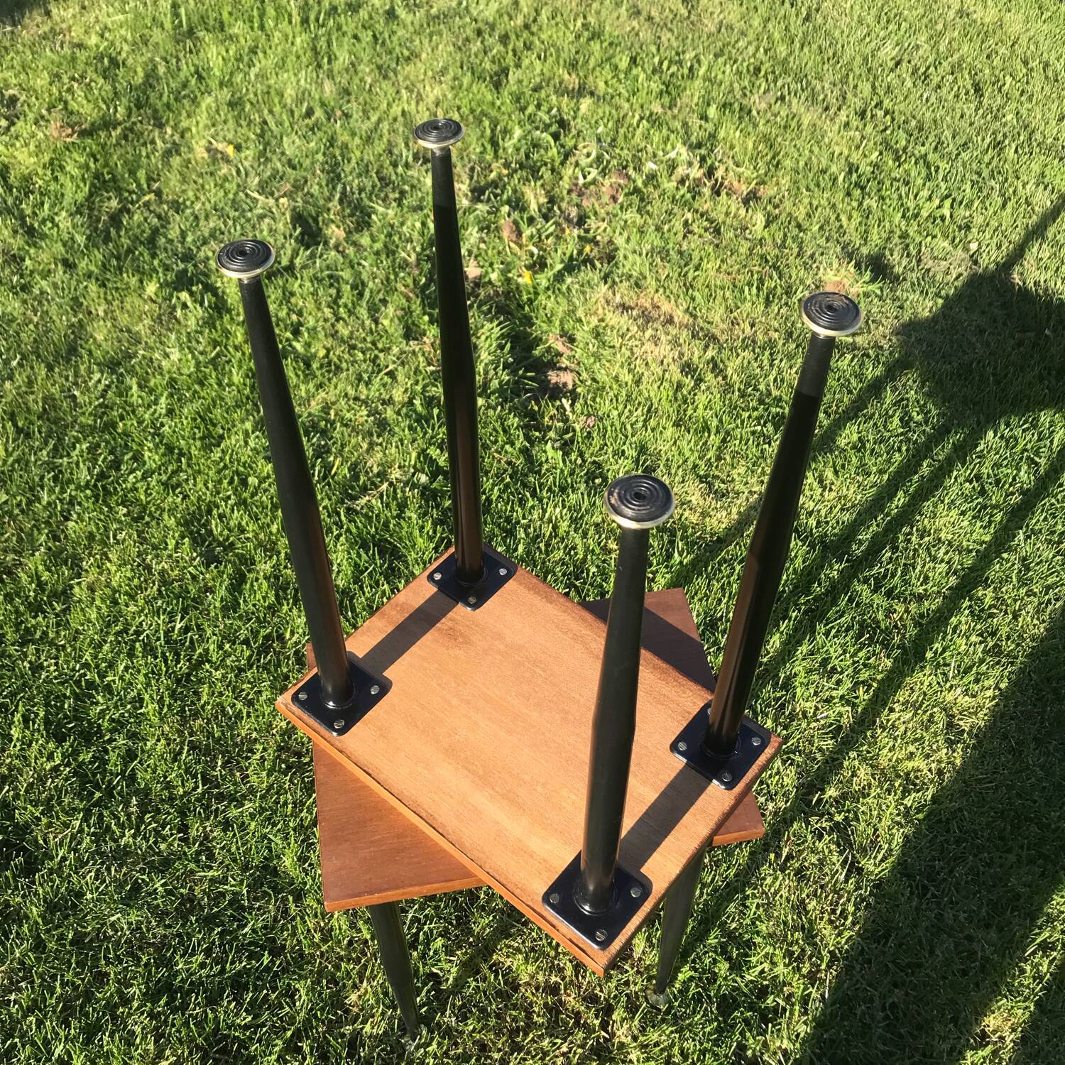 Pair of wooden and metal bedside tables vintage 1960