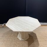 Table octogonale en travertin clair