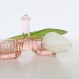 Servant salt pepper in pink glass, molded glass, vintage french, authentic