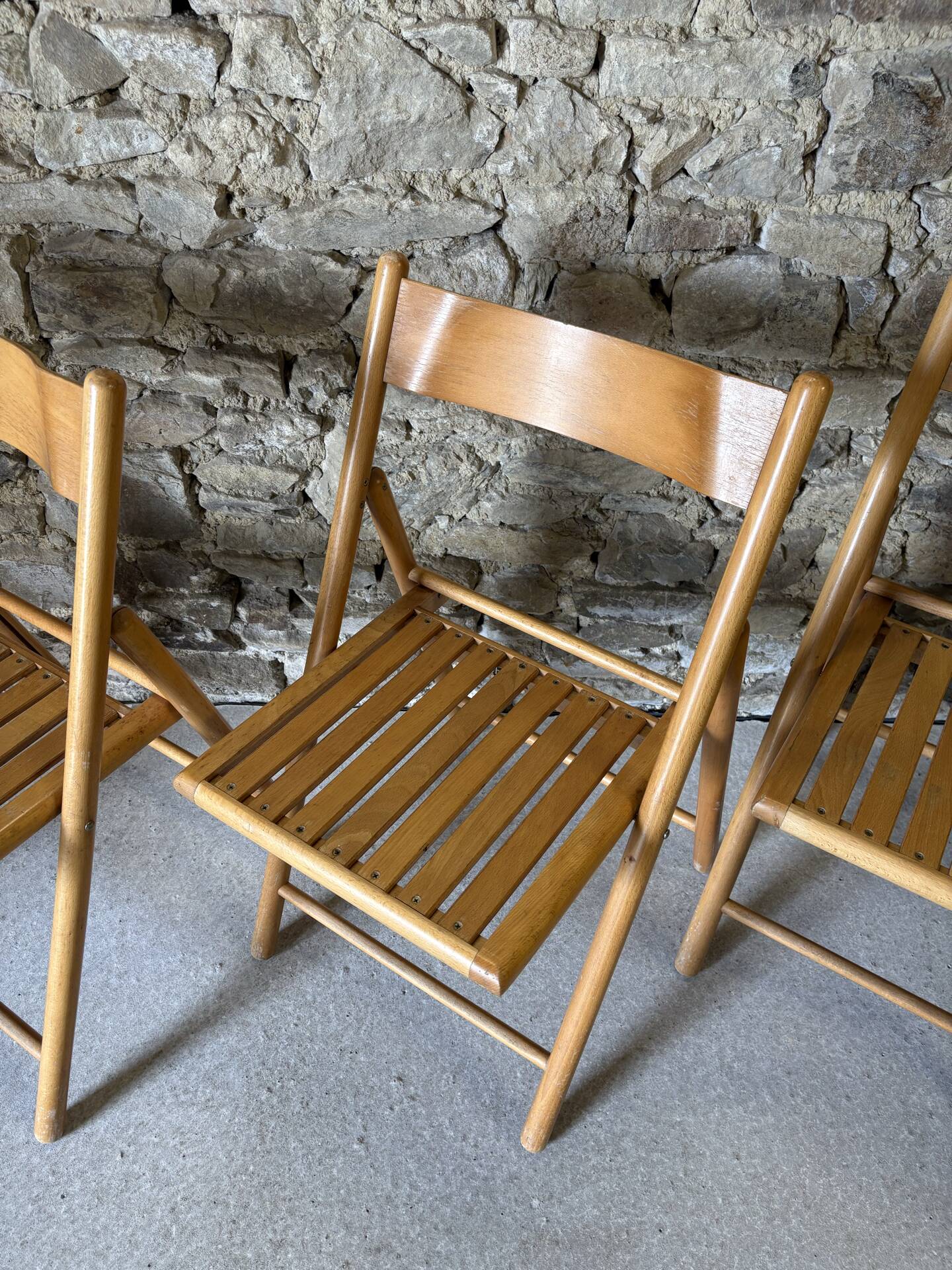 4 folding wooden chairs for Habitat, 1980