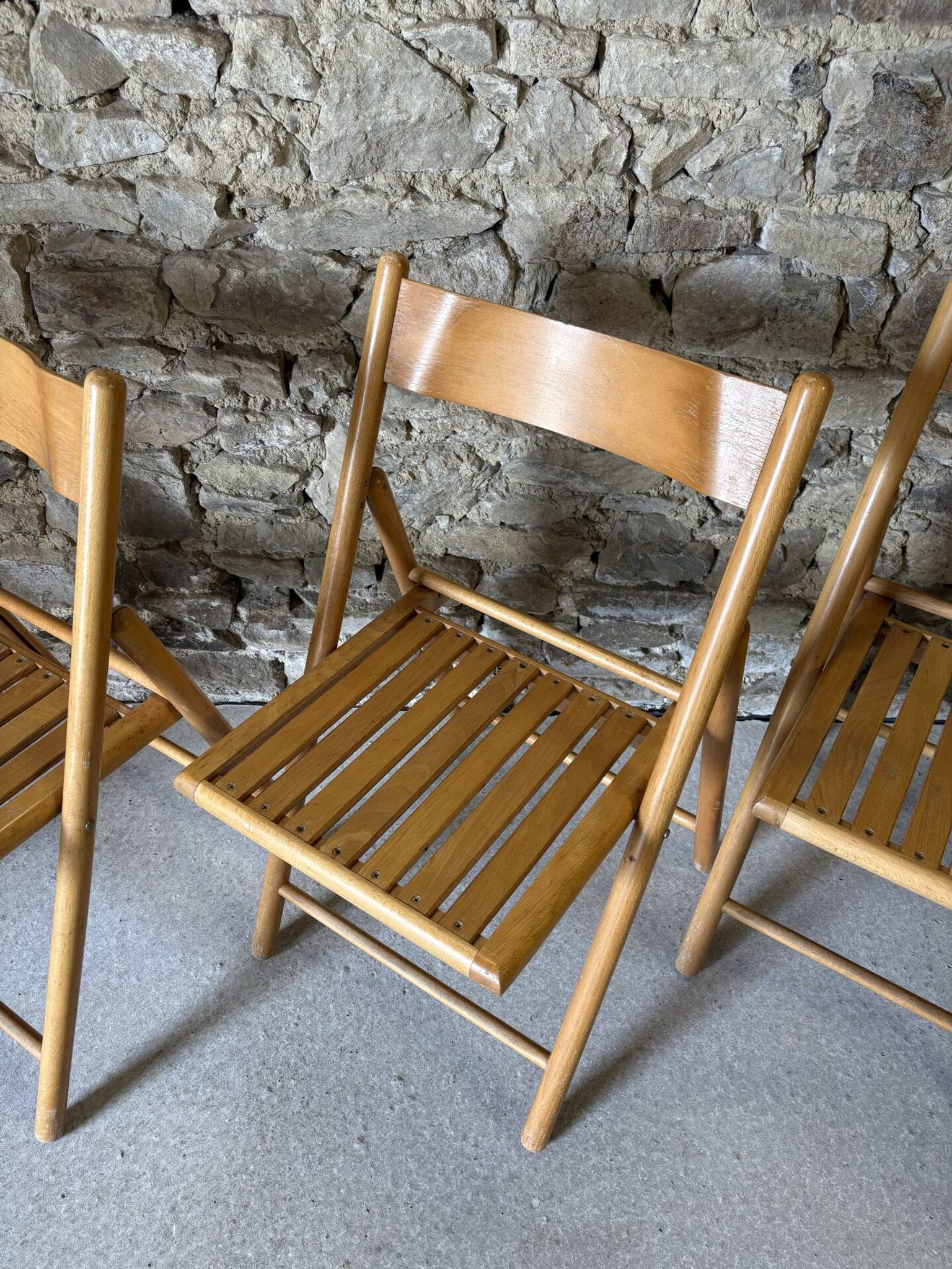 4 folding wooden chairs for Habitat, 1980