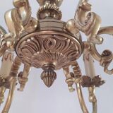 Genuine bronze chandelier Lucien Gau Paris 6 lights from the 60s