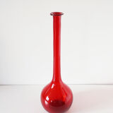 Italian red blown glass bottle EMPOLI