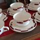 10 vintage coffee cups and 9 saucers, Salins earthenware, 1950