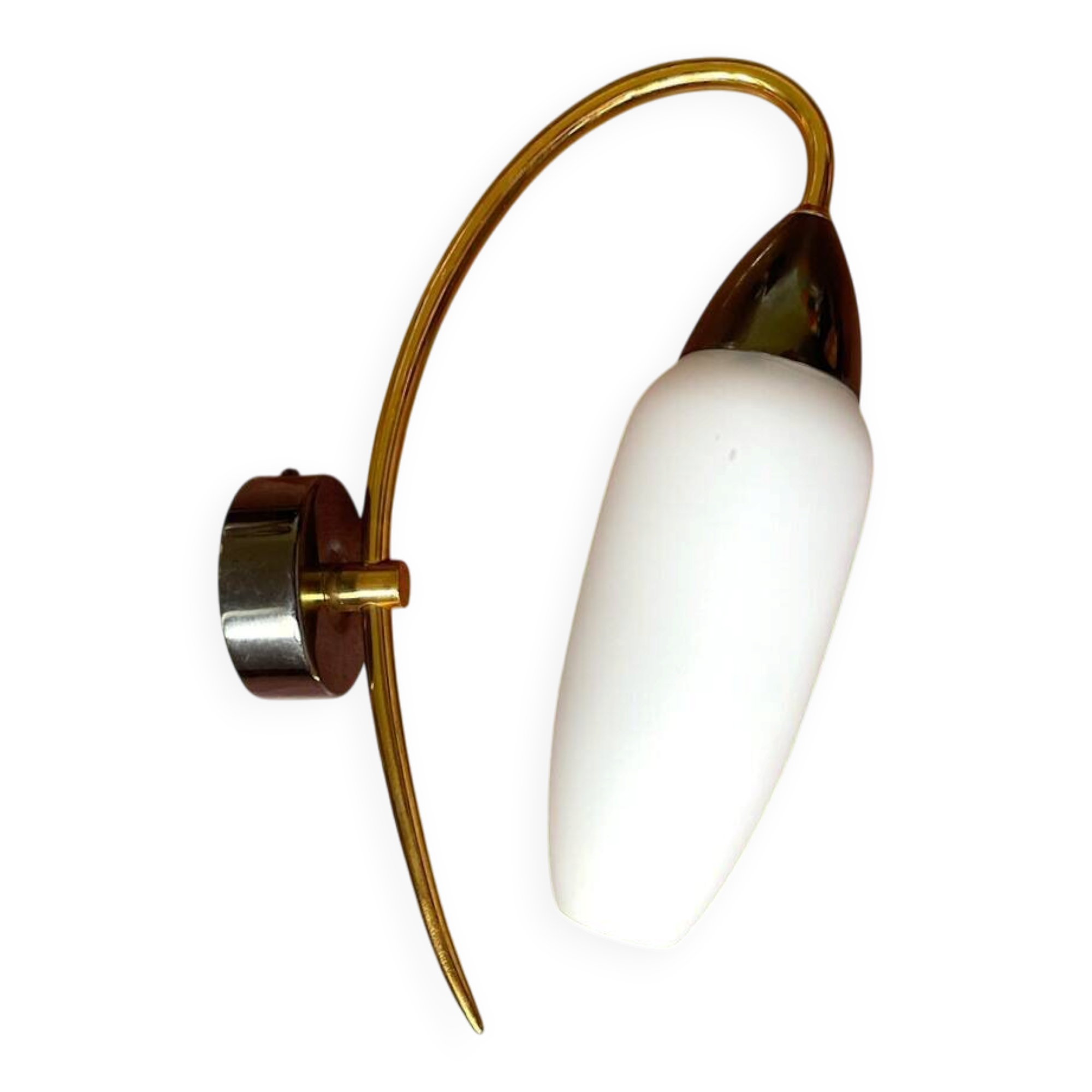 Vintage brass white Opaline Glass Wall Sconce