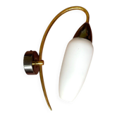 Vintage brass white Opaline Glass Wall Sconce