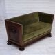 1950s, Danish 2-seater sofa, original green furniture velour, oak wood.