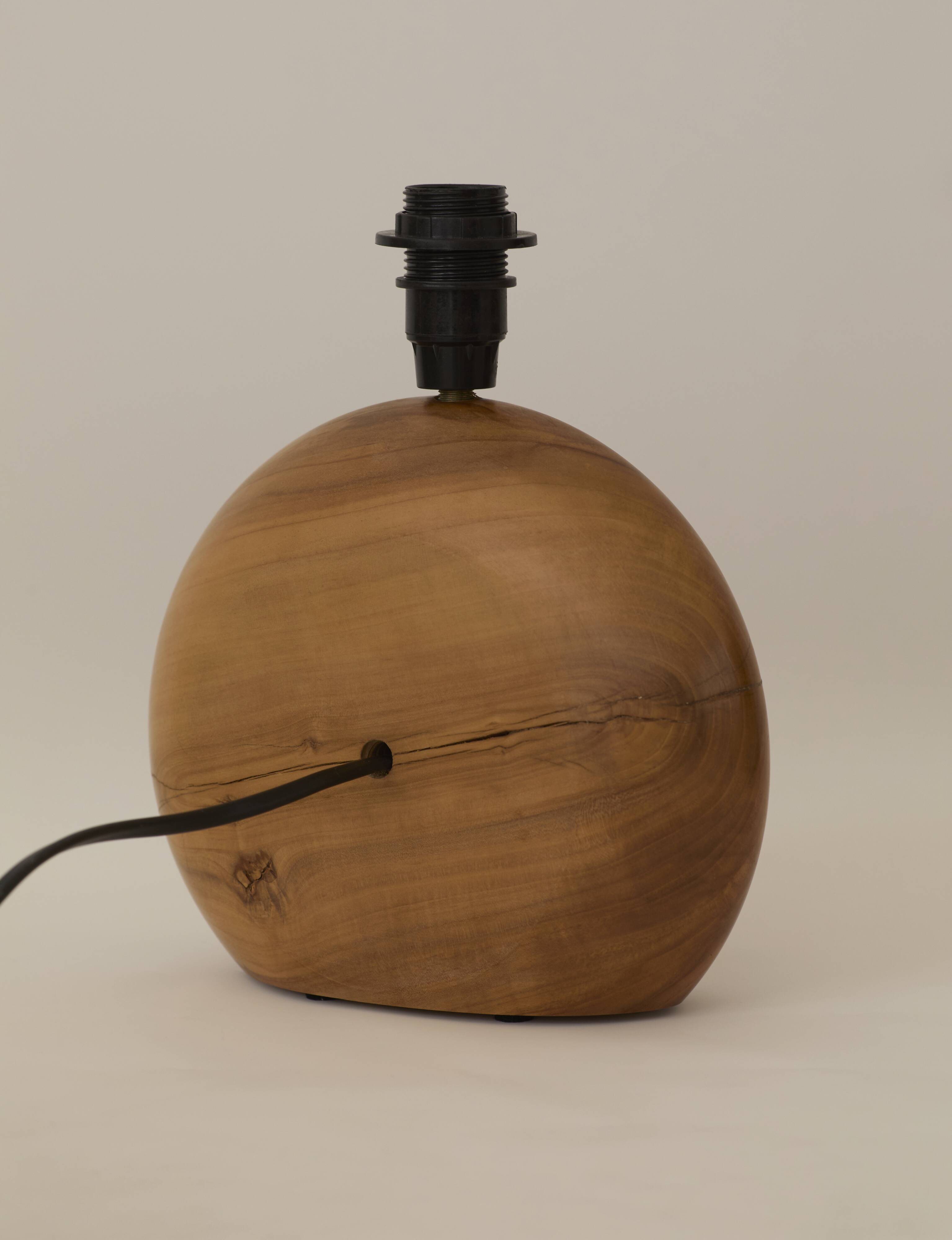 Vintage handmade solid wood lamp base (olive) Circa 1970