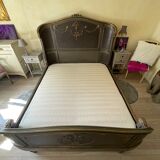 bed in solid walnut patinated Louis XVI style 160X200 cm