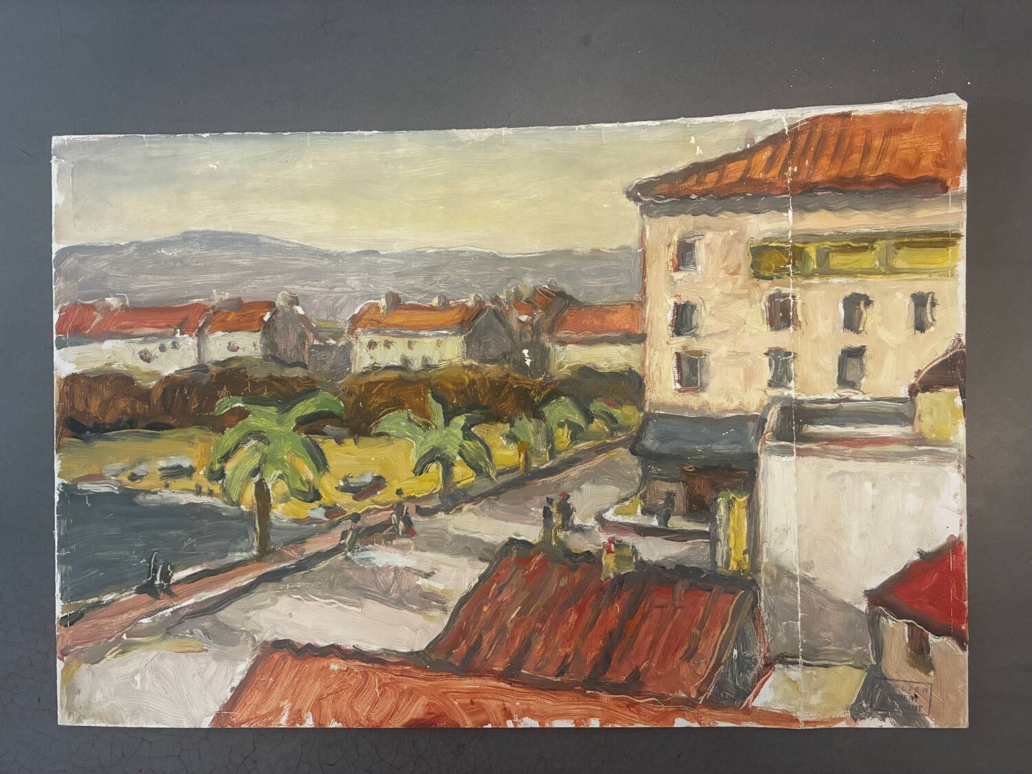 Painting, view of Saint Raphael 1964 by Robert Fleurent